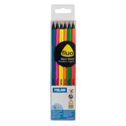 (752306) MILAN LÁPICES DE COLORES FLUO TRIANGULARES C/SURTIDOS ESTUCHE 6 UD