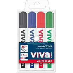 (RWB230-04W) MOLIN ROTULADOR PIZARRA BLANCA VIVA PUNTA REDONDA C/SURTIDOS BLÍSTER 4 UD