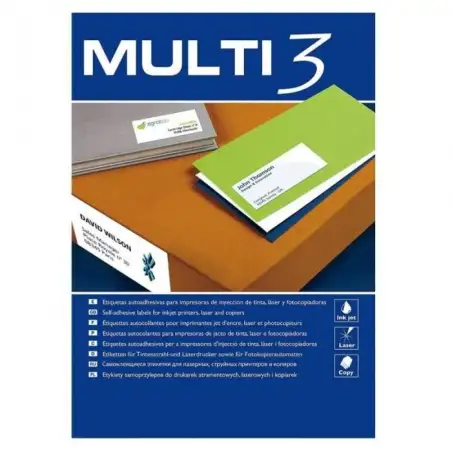 (10816) MULTI-3 ETIQUETAS ADHESIVAS CD/DVD Ø117 INKJET/LÁSER 2 X 100H BLANCO