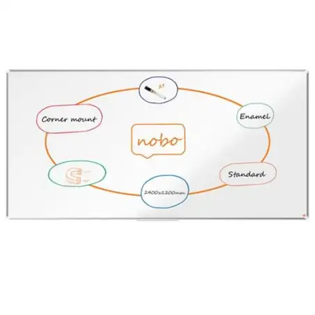 (1915151) NOBO PIZARRA PREMIUM PLUS DE ACERO VITRIFICADO 240X120CM BLANCO