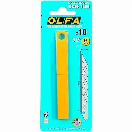 (SAB-10B) OLFA REPUESTO CUTTER 9MM / CUCHILLA FRACTURABLE 10 CUCHILLAS