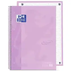 (400138325) OXFORD CUADERNO TOUCH EUROPEANBOOK 1 WRITE&ERASE 80H A4+ 1 LÍNEA MICROPERFORADO T/EXTRADURA PACK 5 UD LAVANDA PASTEL