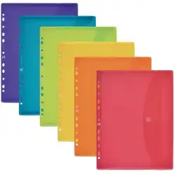 (400113412) OXFORD SOBRE MULTITALADRO CON VELCRO A4 PLÁSTICO FLEXIBLE TRANSLÚCIDO C/SURTIDOS