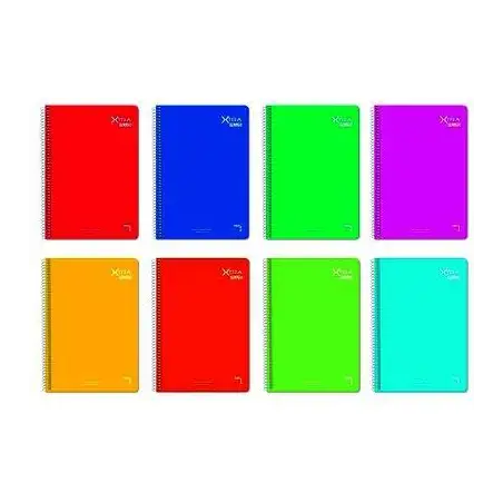 (16283) PACSA CUADERNO XTRA PLUS 80H FOLIO 90GR 4X4MM TAPA DURA PACK 5 UD COLORES SURTIDOS