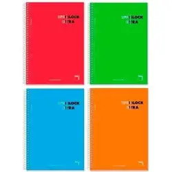 (16366) PACSA CUADERNO SUPERBLOCK EXTRA 120H A4 90GR 5X5 + GRECA MICROPERFORADO TAPA DURA PACK 4 UD C/SURTIDOS