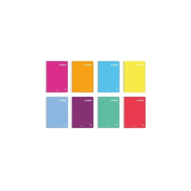 (16955) PACSA CUADERNO POLIPAC 80H FOLIO 70GR 1 LINEA TAPAS PP PACK 5 UD COLORES SURTIDOS