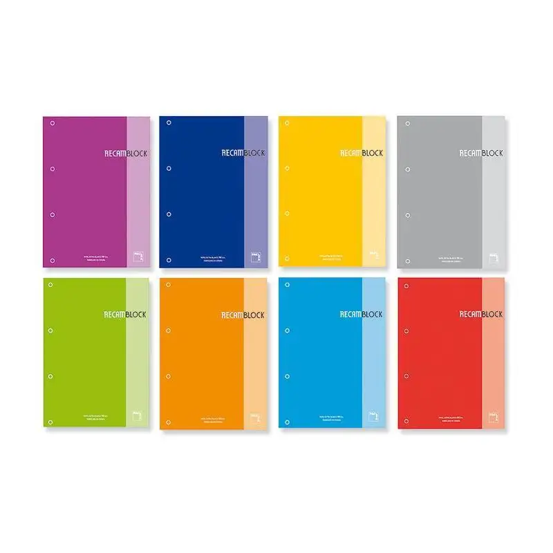 (21160) PACSA RECAMBIO 100H A4 ENCOLADO 90GR 5X5 + GRECA 4 TALADROS RECAMBLOCK FUCSIA