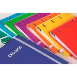 (25007) PACSA CARPETA ANILLAS 4 X 35MM EXCLUSIVE CARPEBLOCK C/RECAMBIO 120H A4 5X5  CIERRE C/GOMA C/SURTIDOS