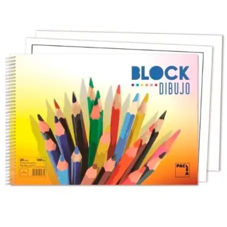 (18836) PACSA BLOC DIBUJO ESPIRAL 20H 230X330MM 130GR CON RECUADRO -10U-
