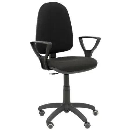 (04CPBALI840BGOLFRP) PIQUERAS Y CRESPO SILLA AYNA GIRATORIA BRAZOS FIJOS RUEDAS DE PARQUÉ TEJIDO BALI NEGRO