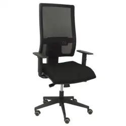 (10SBALI840SC) PIQUERAS Y CRESPO SILLA HORNA GIRATORIA SINCRO BRAZOS REG. RESPALDO MALLA ASIENTO TEJIDO BALI NEGRO