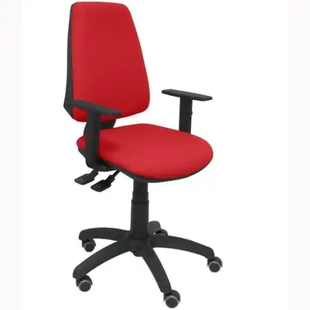 (14SBALI350B10RP) PIQUERAS Y CRESPO SILLA ELCHE GIRATORIA C.PERMANENTE BRAZOS REG. RUEDAS DE PARQUÉ TEJIDO BALI ROJO