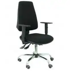 (14SBALI840CRBFRIT) PIQUERAS Y CRESPO SILLA ELCHE GIRATORIA ASINCRO 36H BRAZOS REG. RUEDAS DE PARQUÉ TEJIDO BALI NEGRO