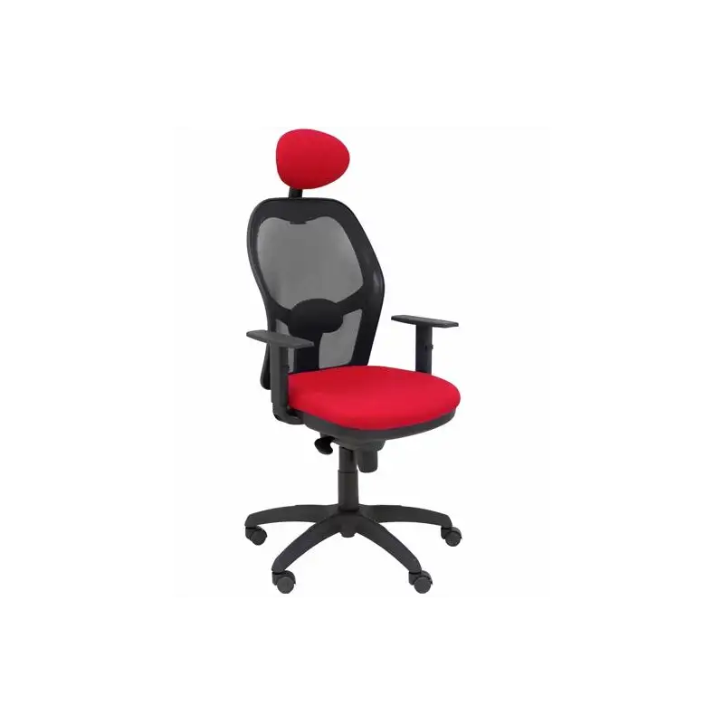 (15SNBALI350C) PIQUERAS Y CRESPO SILLA JORQUERA BRAZOS REGULABLES CABECERO FIJO MALLA NEGRA ASIENTO BALI ROJO