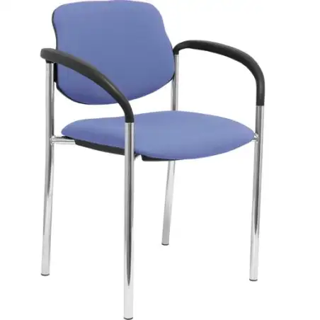 (27CRBALI261CB) PIQUERAS Y CRESPO SILLA FIJA STYL B/FIJOS CHASIS CROMO TEJIDO BALI AZUL CLARO