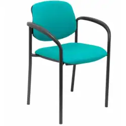 (27NBALI39CB) PIQUERAS Y CRESPO SILLA FIJA STYL B/FIJOS CHASIS NEGRO TEJIDO BALI VERDE CLARO