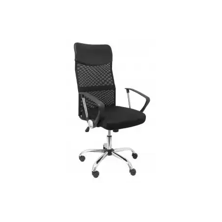 (31DBNE) PIQUERAS Y CRESPO SILLA GONTAR GIRATORIA BASCULANTE B/FIJOS RESPALDO MALLA NEGRA ASIENTO TAPIZADO NEGRO
