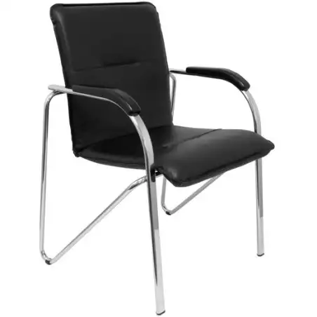 (PACK2259SPNECR) PIQUERAS Y CRESPO PACK DE 2 SILLAS SAMBA C/BRAZOS ESTRUCTURA CROMADA  SIMILPIEL NEGRO