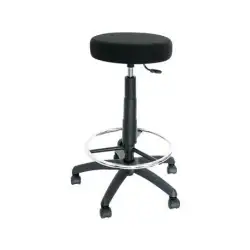 (T10ARAN840) PIQUERAS Y CRESPO TABURETE TOLOSA GIRATORIO REGULABLE CON ARO REPOSAPIÉS TAPIZADO ARAN NEGRO