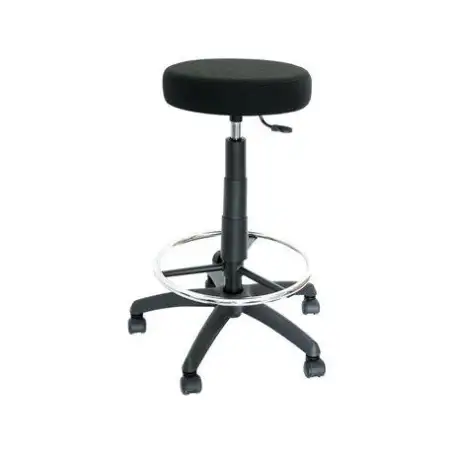 (T10ARAN840) PIQUERAS Y CRESPO TABURETE TOLOSA GIRATORIO REGULABLE CON ARO REPOSAPIÉS TAPIZADO ARAN NEGRO