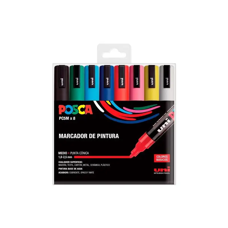 (182634679) POSCA ESTUCHE BASIC MARCADOR  PC-5M/8C SURTIDO -8U-