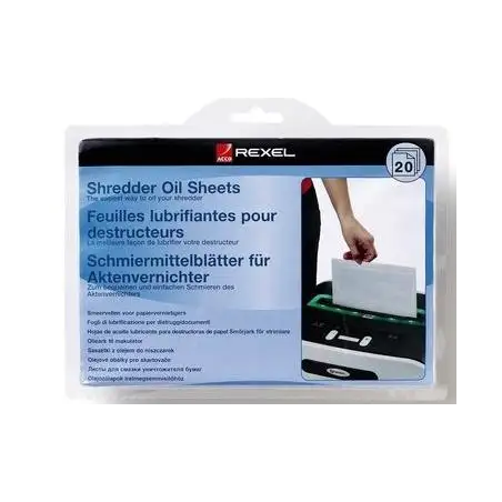 (2101948) REXEL HOJAS LUBRICANTES PARA DESTRUCTORA PACK DE 12