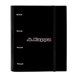 (512445666) SAFTA CARPETA DE ANILLAS 4X35MM C/RECAMBIO 100H A4 T/DURAS CIERRE C/GOMA KAPPA "SILVER PINK"