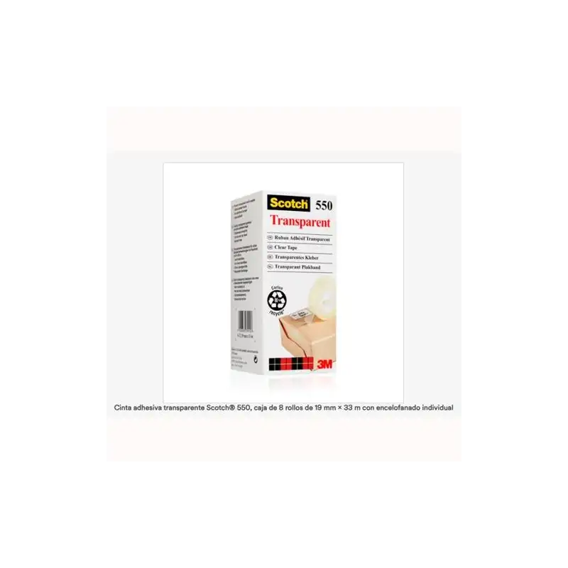 (7100029278) SCOTCH CINTA TRANSPARENTE 550 19X33M -PACK 8 ROLLOS-