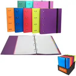 (180510E) SENFORT CARPETA ANILLAS 4X30MM RINGBOOK C/RECAMBIO 120H A4 C/GOMA 4 SEPARADORES C/SURTIDOS