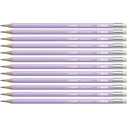 (4908/03-HB) STABILO SWANO LAPIZ GRAFITO CON GOMA PASTEL LILA -12U-