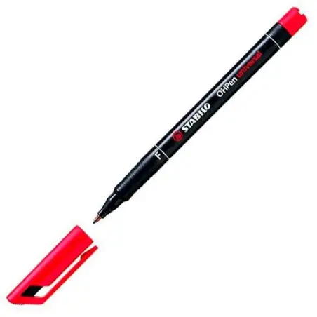 (842/40) STABILO MARCADOR PERMANENTE OHPEN UNIVERSAL F PUNTA FINA 0.7MM ROJO