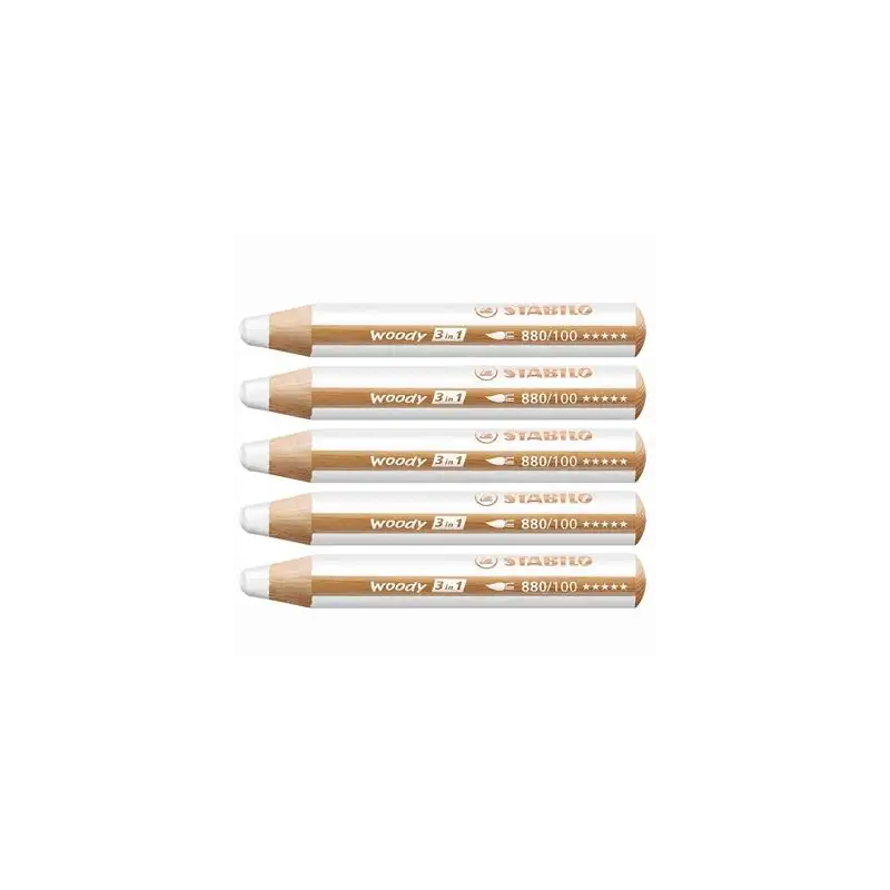 (880/100) STABILO LÁPICES DE COLORES WOODY 3 EN 1 BLANCO ESTUCHE 5 UD