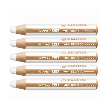 (880/100) STABILO LÁPICES DE COLORES WOODY 3 EN 1 BLANCO ESTUCHE 5 UD