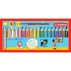 (880/18-3) STABILO LÁPICES DE COLORES WOODY 3 EN 1 C/SURTIDOS ESTUCHE 18 UD + 1 SACAPUNTAS