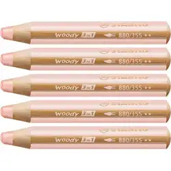 (880/355) STABILO LÁPICES DE COLORES WOODY 3 EN 1 ALBARICOQUE ESTUCHE 5 UD
