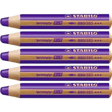 (880/385) STABILO LÁPICES DE COLORES WOODY 3 EN 1 VIOLETA ESTUCHE 5 UD