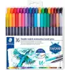 (3001 TB36) STAEDTLER ROTULADORES DESIGN JOURNEY DOBLE PUNTA FINA/PINCEL ACUARELABLES C/SURTIDOS ESTUCHE 36 UD