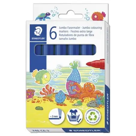 (340 C6-3) STAEDTLER ROTULADOR NORIS CLUB GRUESO AZUL ESTUCHE 6 UD