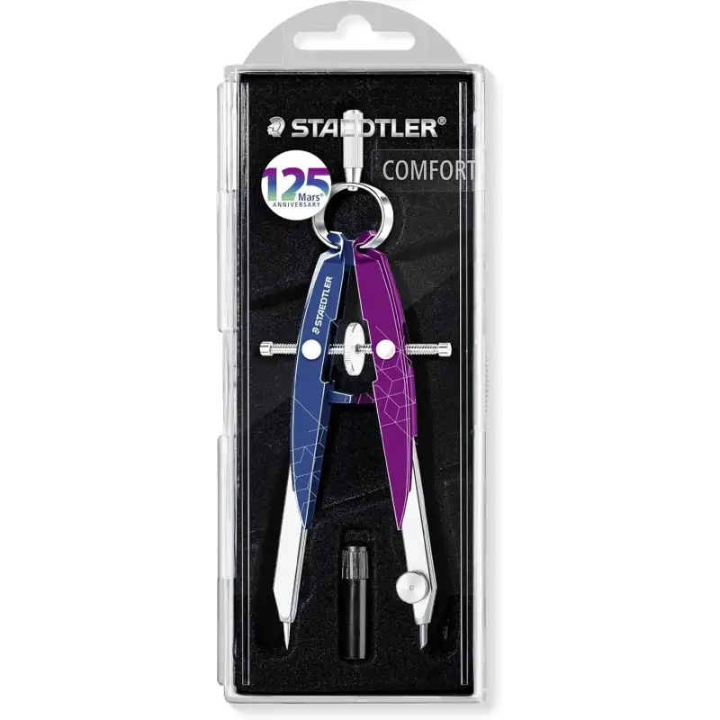 (556 00-MA2) STAEDTLER COMPÁS METÁLICO DE PRECISIÓN MARS CON AJUSTE POR RUEDA AZUL/BAYAS SILVESTRES