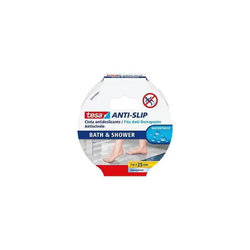 (55533-00001-11) TESA CINTA ANTIDESLIZANTE ADHESIVA BAÑO 25MM X 5M TRANSPARENTE
