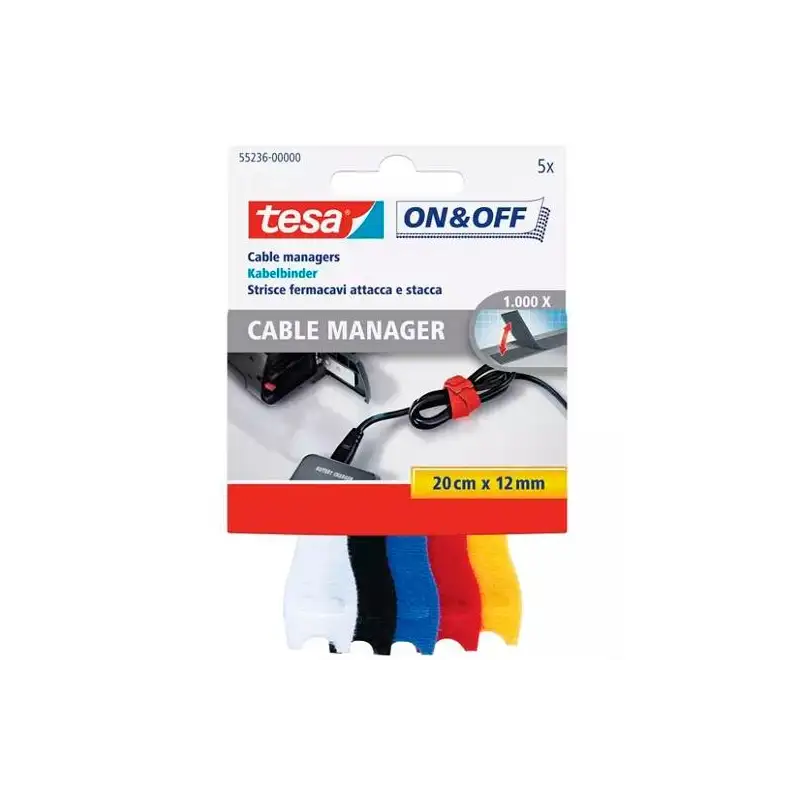 (55236-00000-01) TESA ADMINISTRADOR DE CABLES ON&OFF DE ENCENDIDO Y APAGADO 12MM X 20CM C/SURTIDOS