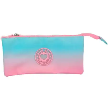 (T157-1053) TOYBAGS ESTUCHE TRIPLE BLIN BLIN GRADIENT PINK 11X23X5CM IMPERMEABLE
