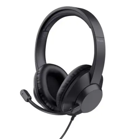 (25460) TRUST AURICULARES AYDA MAX JACK 3.5MM CON MICRÓFONO FLEXIBLE AJUSTABLE NEGRO