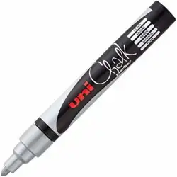 (264713000) UNIBALL MARCADOR DE TIZA LÍQUIDA CHALK PWE-5M PLATA CAJA 6 UD