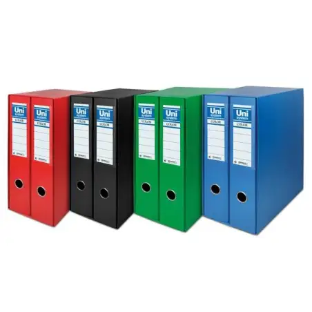 (92324) UNISYSTEM BOX COLOR MÓDULO 2 ARCHIVADORES PALANCA 65MM A4 FORRADOS PP AZUL