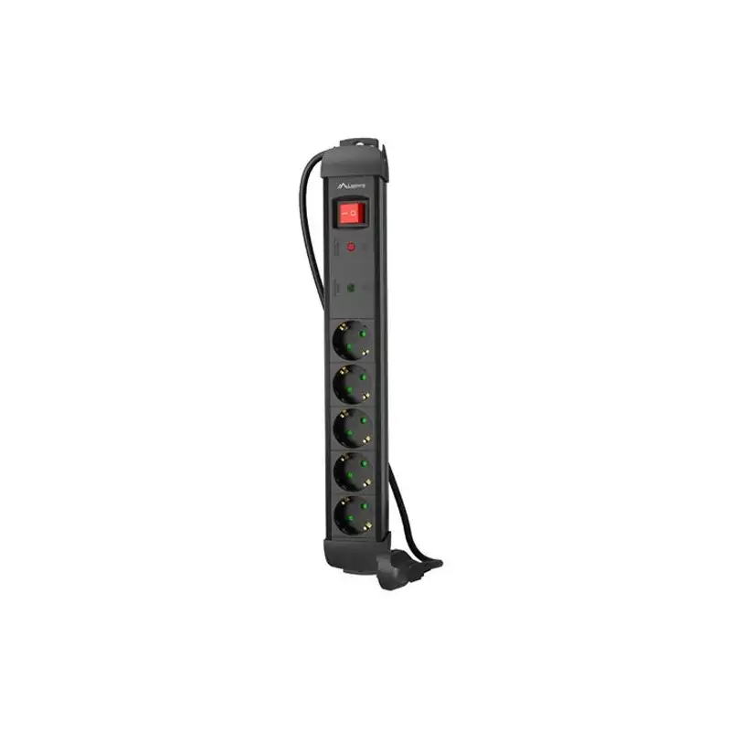 (SP1-05F-0500-BK) LANBERG REGLETA CON 5 TOMAS CON CABLE DE 5 M.Y BOTÓN DE APAGADO Y ENCENDIDO NEGRO