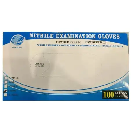 (1111S) GUANTES DE NITRILO SIN POLVO  TALLA S CAJA -100U-