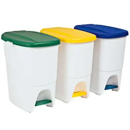 (26076) PAPELERA CON PEDAL 25L BLANCO/VERDE