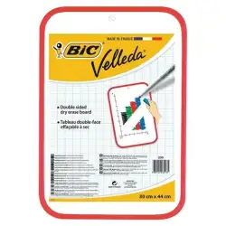 (812105) VELLEDA PIZARRA BLANCA PORTÁTIL DOBLE CARA 30X44 CM MARCO ROJO