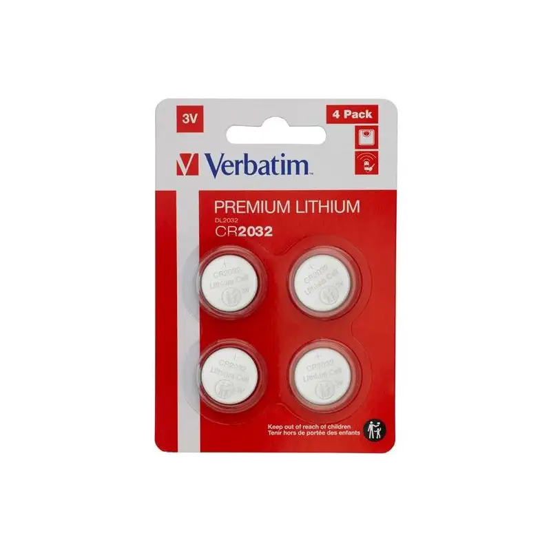 (49533) VERBATIM PILAS PLANAS LITIO CR2032 (PACK 4 UDS)